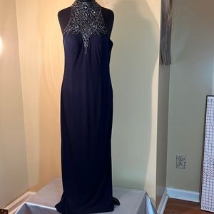 Terani   Navy Blue Jersey knit Gown